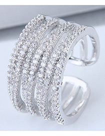Fashion Silver Color Multi Layer Design Opening Ring