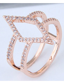 Fashion Rose Gold Rhombus Shape Decorated Ring
