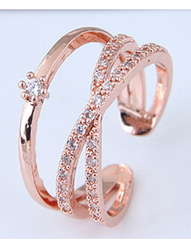 Fashion Rose Gold Pure Color Design Multi-layer Opening Ring