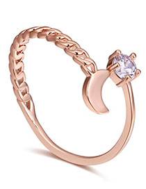 Fashion Rose Gold Moon Shape Deocrated Ring