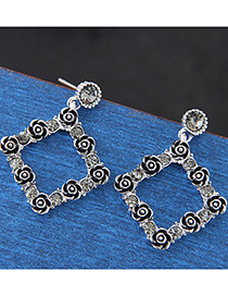 Fashion Silver Color Square Shape Design Earrings