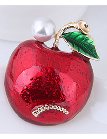 Fashion Red Apple Shape Decorated Brooch