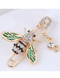 Fashion Green Bee Shape Decorated Brooch