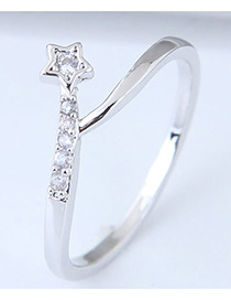 Fashion Silver Color Star Shape Decorated Ring