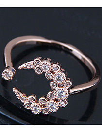 Fashion Gold Color Moon Shape Decorated Ring