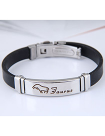 Fashion Black Taurus Shape Pattern Decorated Bracelet