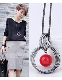 Fashion Red Round Shape Decorated Necklace