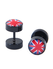 Fashion Black National Flag Pattern Decorated Earrings