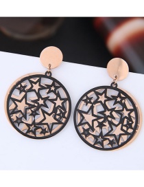 Fashion Rose Gold+black Hollow Out Design Round Earrings