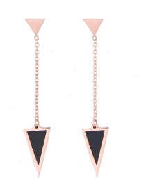 Fashion Rose Gold+black Triangle Shape Decorated Earrings