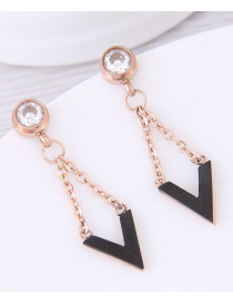 Fashion Black Diamond Decorated Earrings