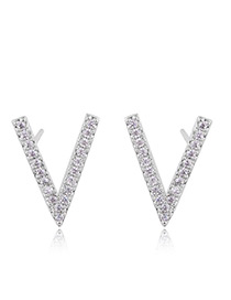 Fashion Gold Color Letter V Shape Decorated Earrings