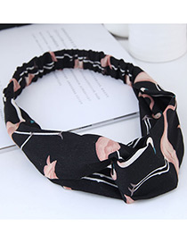 Sweet Black Flamingo Pattern Decorated Wide Hair Band