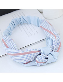 Sweet Blue Grid Pattern Decorated Wide Hair Band