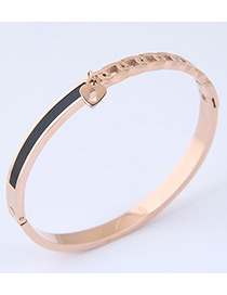 Elegant Rose Gold Heart Shape Decorated Simple Bracelet