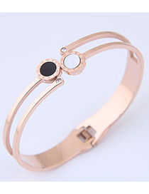 Elegant Rose Gold Diamond Decorated Double Layer Bracelet
