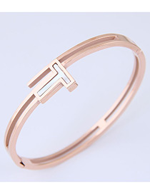 Elegant Rose Gold+white T Shape Design Double Layer Bracelet