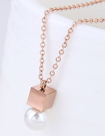 Elegant Rose Gold Magic Cube&pearls Decorated Necklace