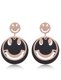 Fashion Rose Gold +black Face Shape Decorated Earrings