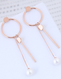 Fashion Rose Gold Round Shape Decorated Tassel Earrings