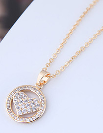 Elegant Gold Color Heart Shape Pendant Decorated Necklace