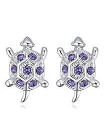 Fashion Purple Tortoise Shape Decorated Earrings