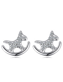 Fashion Silver Color Horse Shape Decorated Earrings