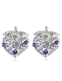 Fashion Purple+silver Color Strawberry Shape Decorated Earrings
