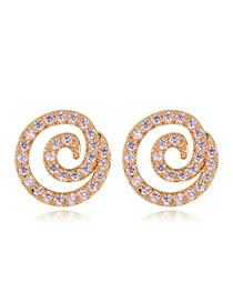 Fashion Champagne Vortex Shape Decorated Simple Earrings
