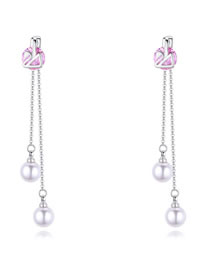 Fashion Pink Tassel Decorated Long Earrings