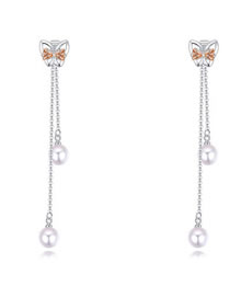 Fashion Champagne Butterfly Shape Decorated Tassel Earrings