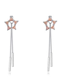 Fashion Champagne Star Shape Decorated Tassel Earrings
