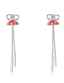 Fashion Red Butterfly Decorated Long Earrings