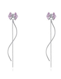 Fashion Pink Bowknot Shape Decorated Long Earrings