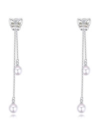 Fashion White Butterfly Shape Decorated Tassel Earrings