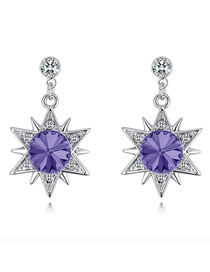 Fashion Purple Star Shape Decorated Long Earrings