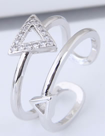 Fashion Silver Color Triangle Shape Decorated Opening Ring