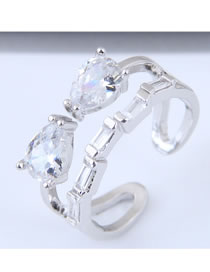 Fashion Silver Color Pure Color Design Double Layer Ring
