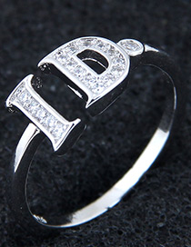 Fashion Silver Color Letter Pattern Decorated Opening Ring