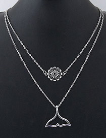 Fashion Silver Color Sun Flower Shape Decorated Necklace