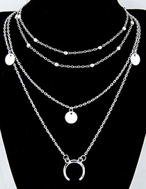 fashion Silver Color Moon Shape Decorated Necklace