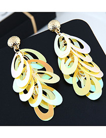 Fashion Gold Color Oval Shape Decorated Paillette Earrings
