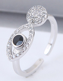 Elegant Silver Color Eye Shape Design Pure Color Opening Ring