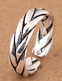 Elegant Antique Silver Pure Color Design Opening Ring