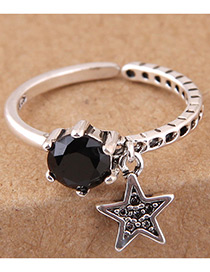 Elegant Black Star Pendant Decorated Pure Color Ring