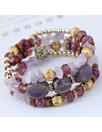 Elegant Dark Pink+white Color Matching Design Beads Bracelet