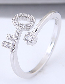 Sweet Silver Color Key Shape Design Pure Color Ring