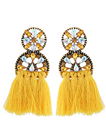 Elegant Yellow Hollow Out Design Tassel Earrings