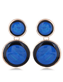 Elegant Sapphire Blue Double Round Shape Design Earrings