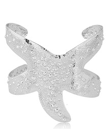 Fashion Silver Color Starfish Shape Decorated Opening Bracelet